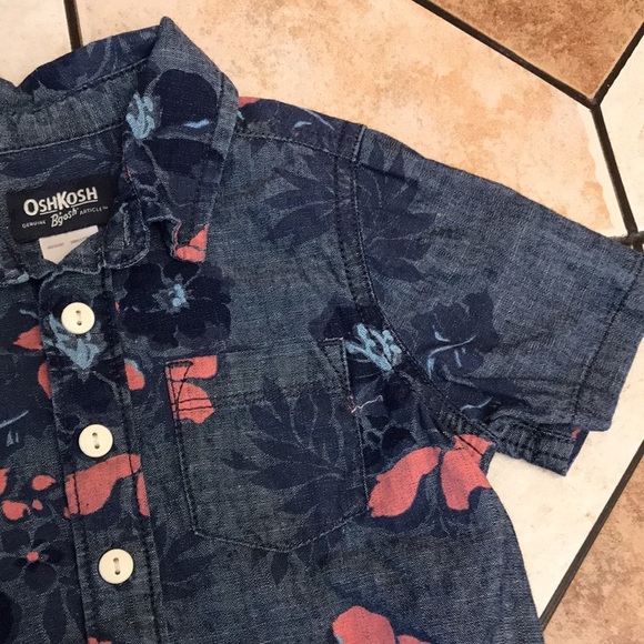 Baby Oshkosh navy blue with flowers one piece 12 months - Picture 4 of 7